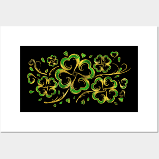 Irish Shamrock Four-leaf Lucky Clover Posters and Art